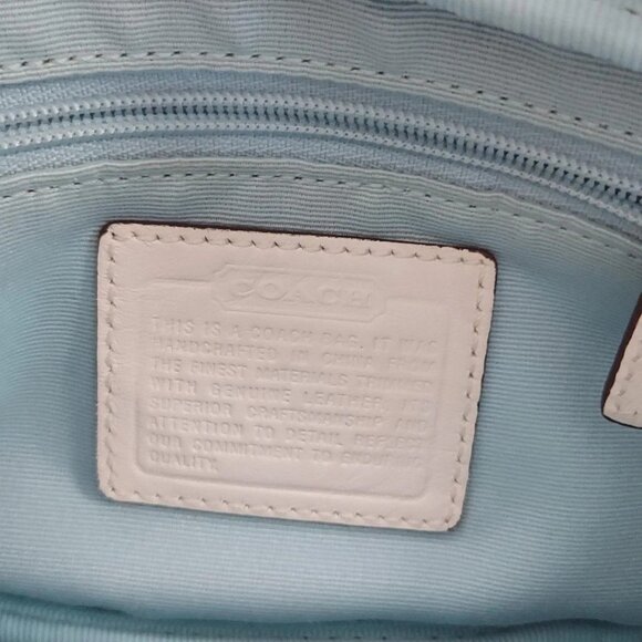 Auth COACH Signature - Light Blue Cream Jacquard Leather Bum Bag - Picture 5 of 10